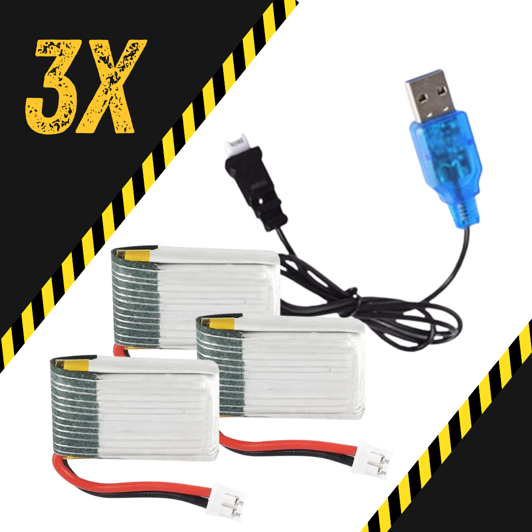 3x Extra Batteries & USB Charger